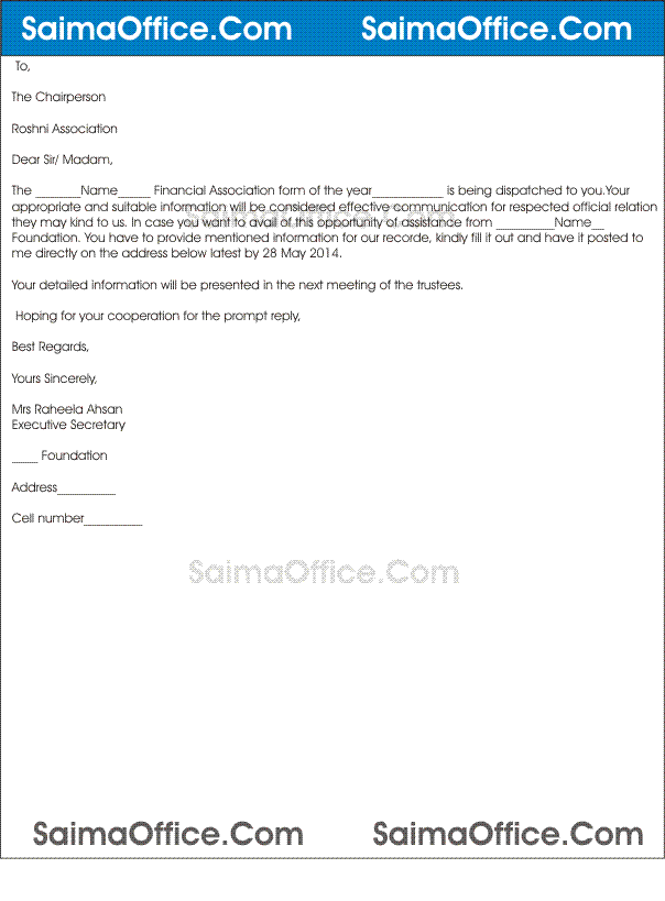 letter of financial assistance sample